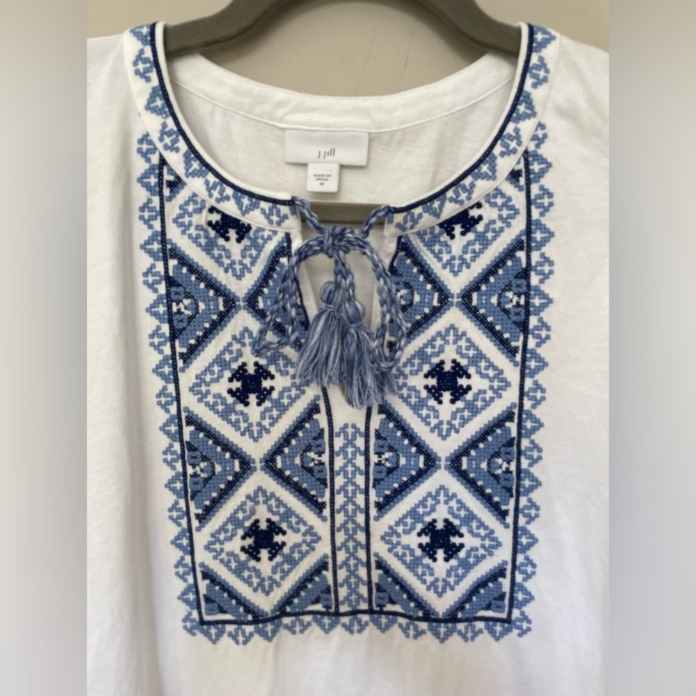J. Jill White Tunic with Blue Embroidery - Picture 3 of 5